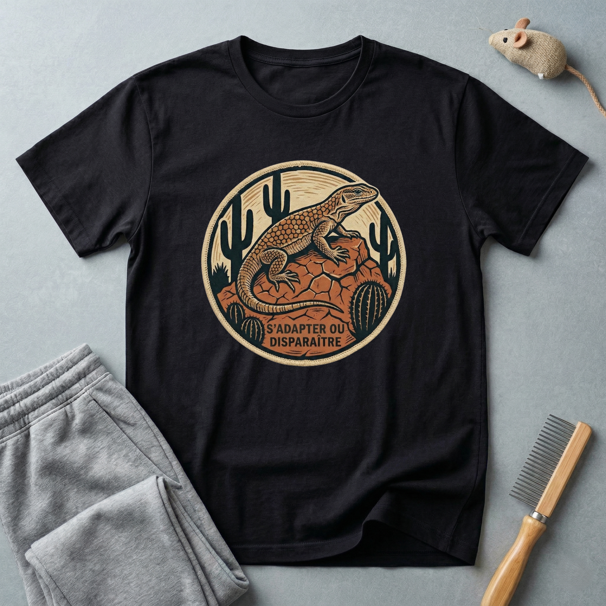 T-shirt Lézard du désert — T-shirt reptile vintage «S’adapter ou disparaître»