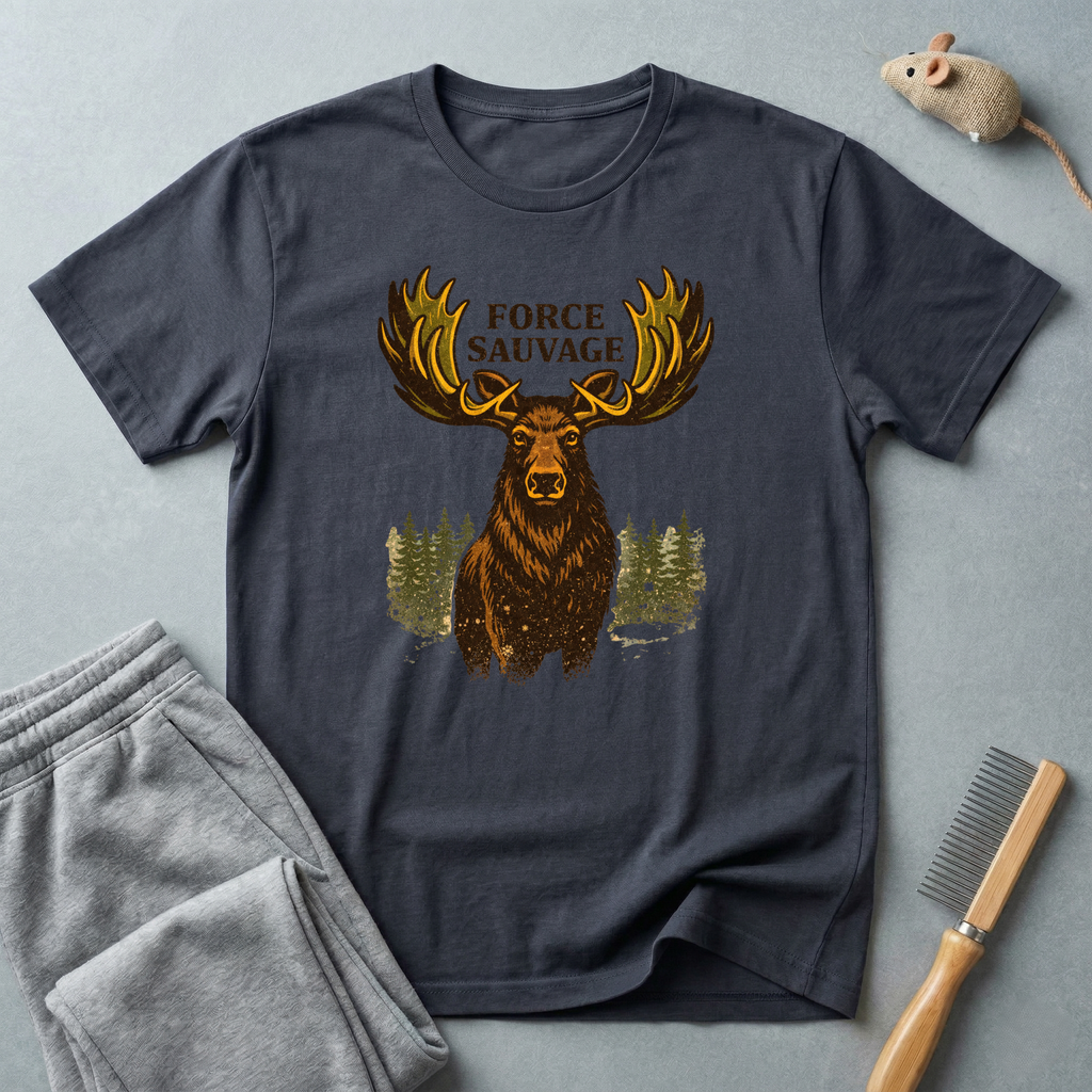 T-shirt graphique Élan — «Force Sauvage» T-shirt nature sauvage 🦌🌲