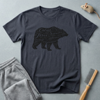 T-shirt typographie Ours — T-shirt graphique nature Ours Calligraphie