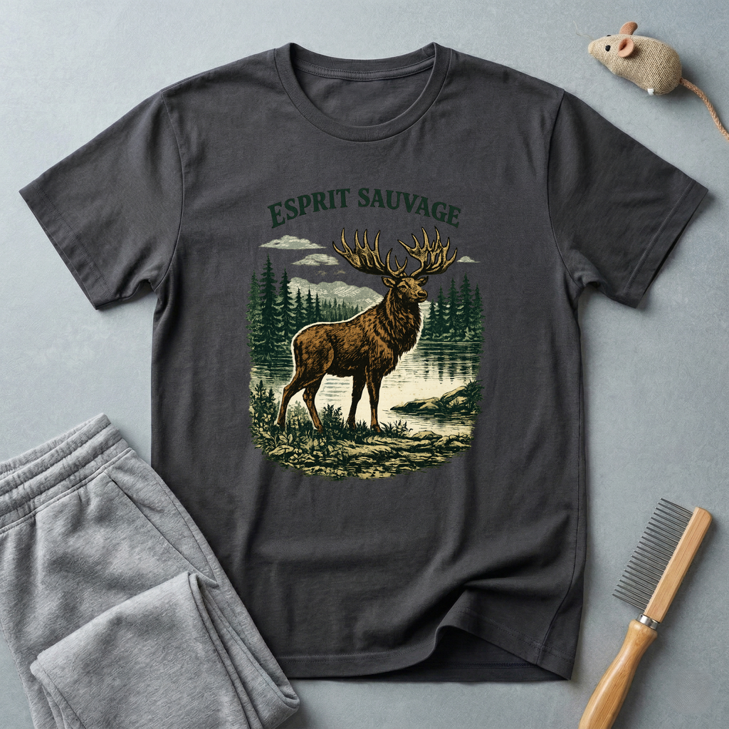 T-shirt Élan « Esprit Sauvage » — T-shirt graphique élan style nature vintage 🦌🌲