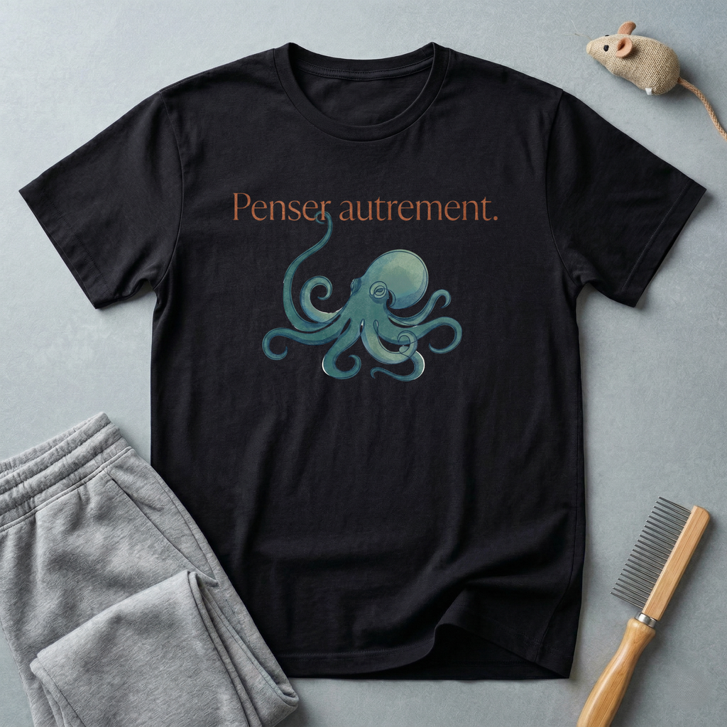 T-shirt graphique pieuvre — «Pensée autrement.»