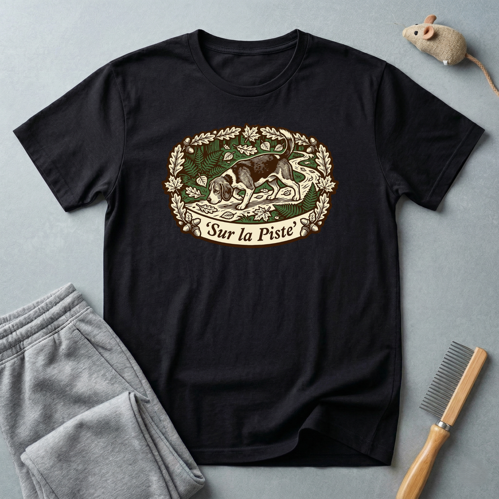 T-shirt — Graphique vintage nature lapin «Sur la piste»