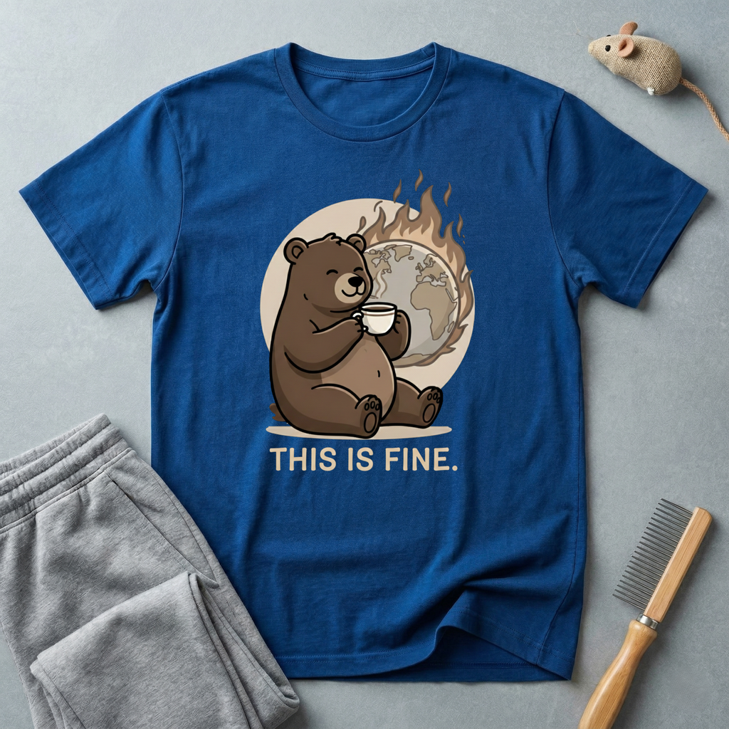 This Is Fine Bear T-Shirt — Funny Cozy Cartoon Tee