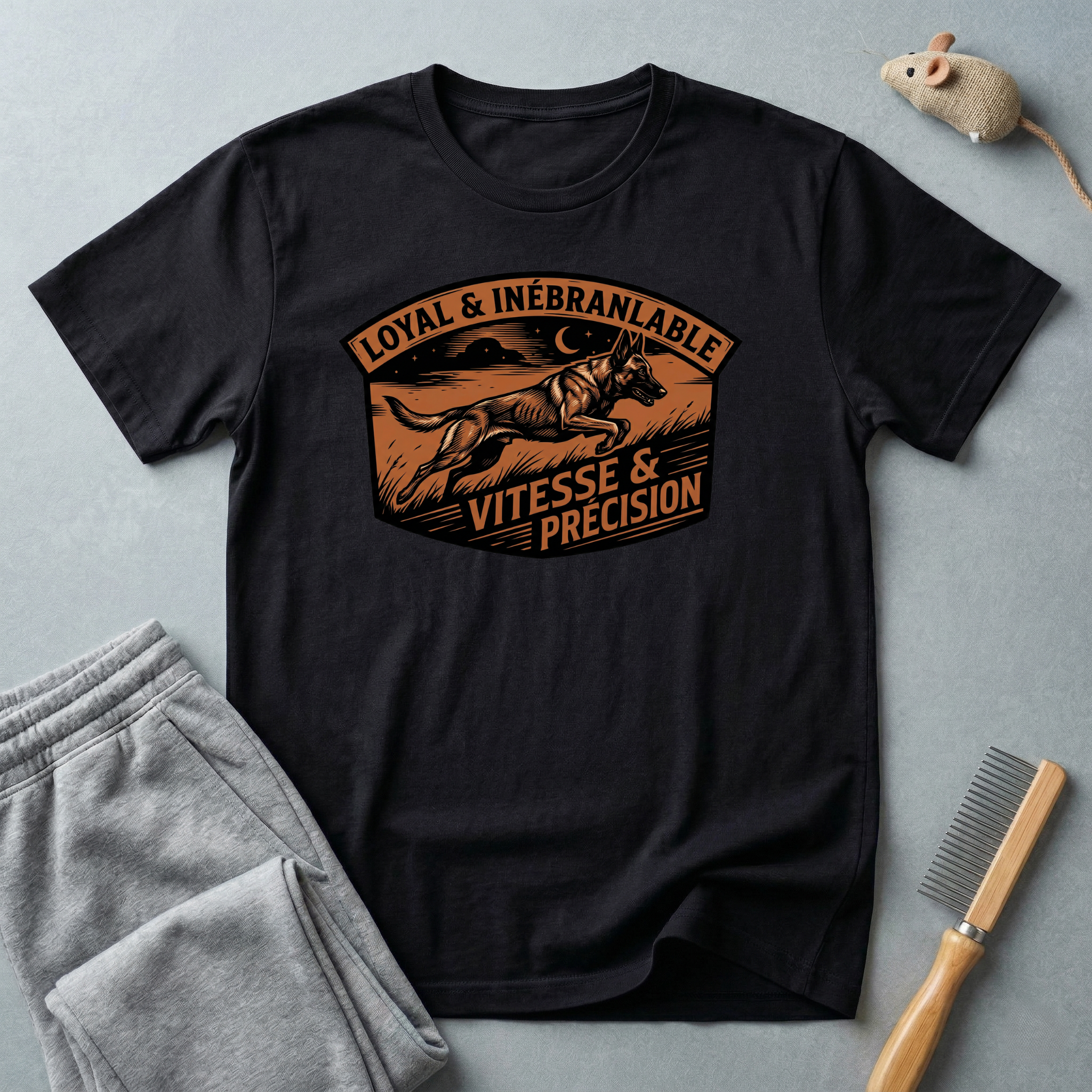 T-shirt écusson Berger allemand — «Loyal & Inébranlable / Vitesse & Précision» Blason vintage