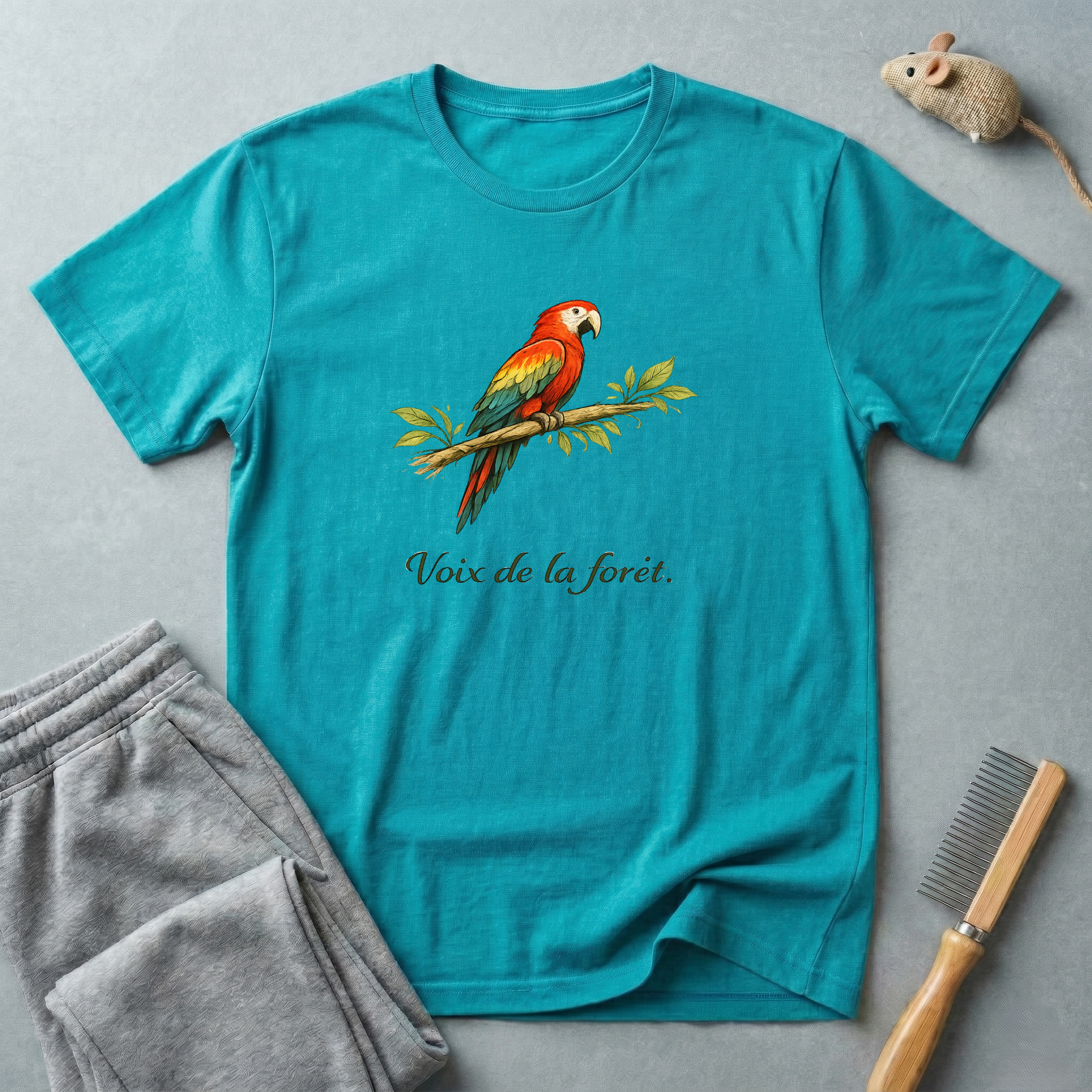 T-shirt illustration perroquet — «Voix de la forêt»