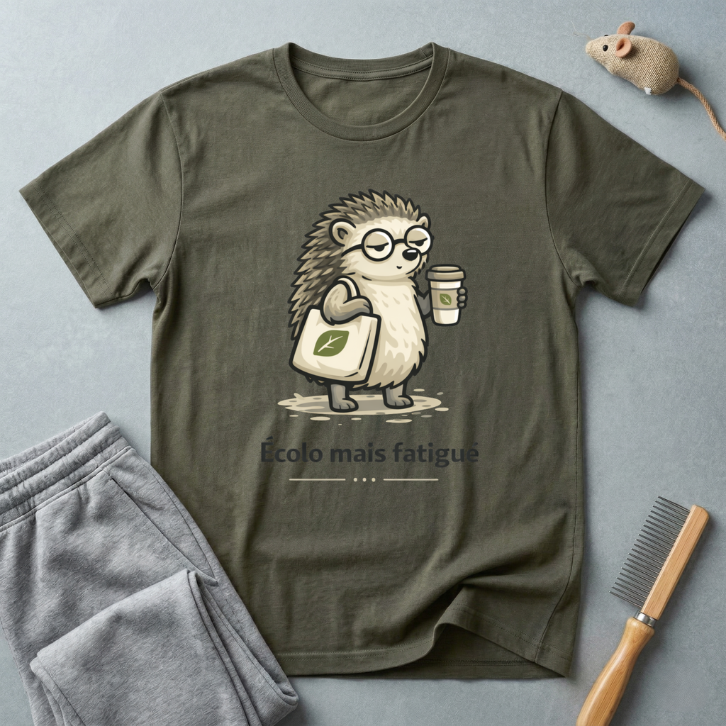 T‑Shirt Hérisson — "Écolo mais fatigué"