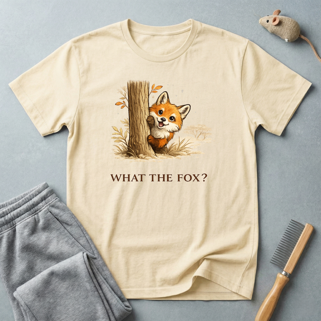 Cute Fox Peeking T-Shirt — "What the Fox?"