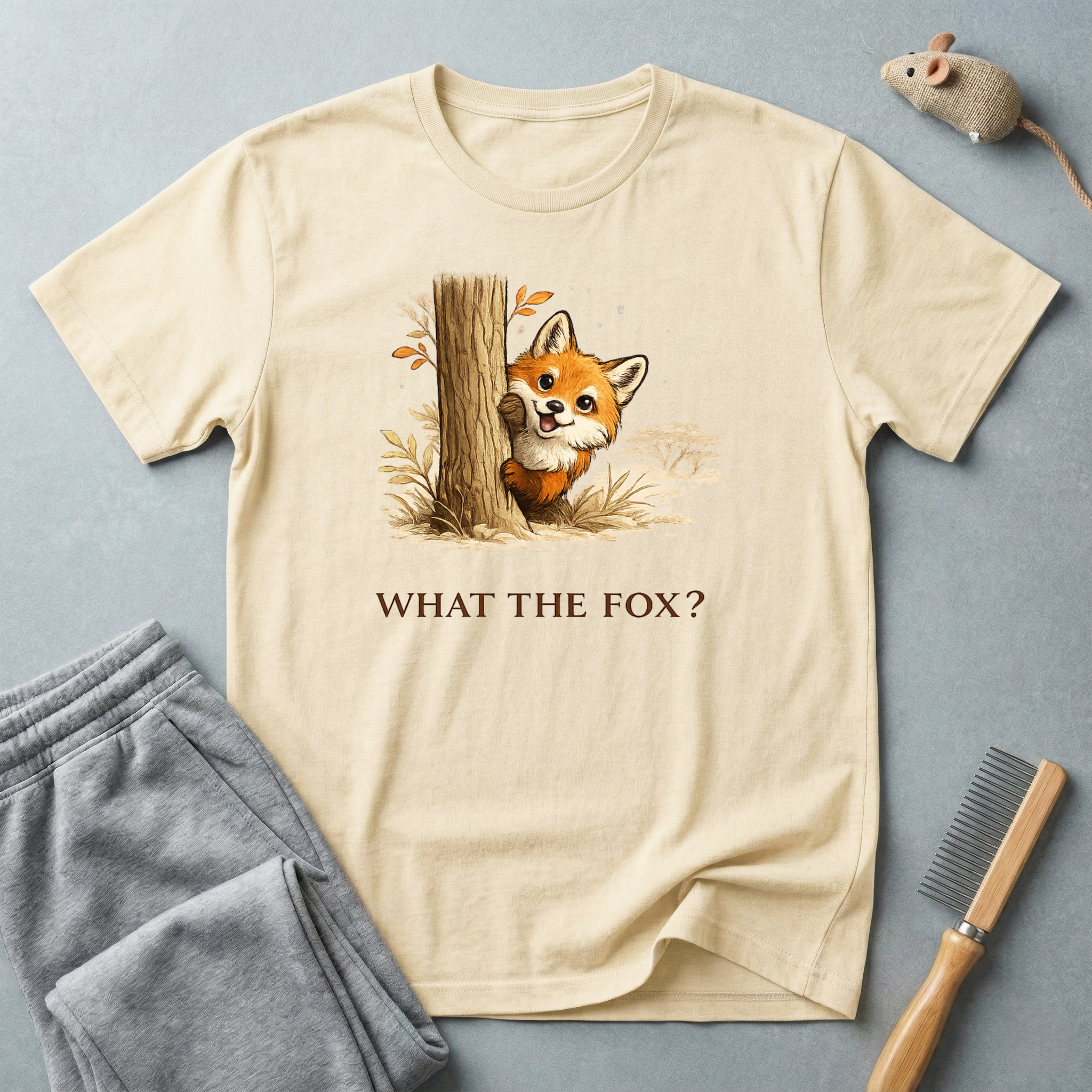 Cute Fox Peeking T-Shirt — "What the Fox?"