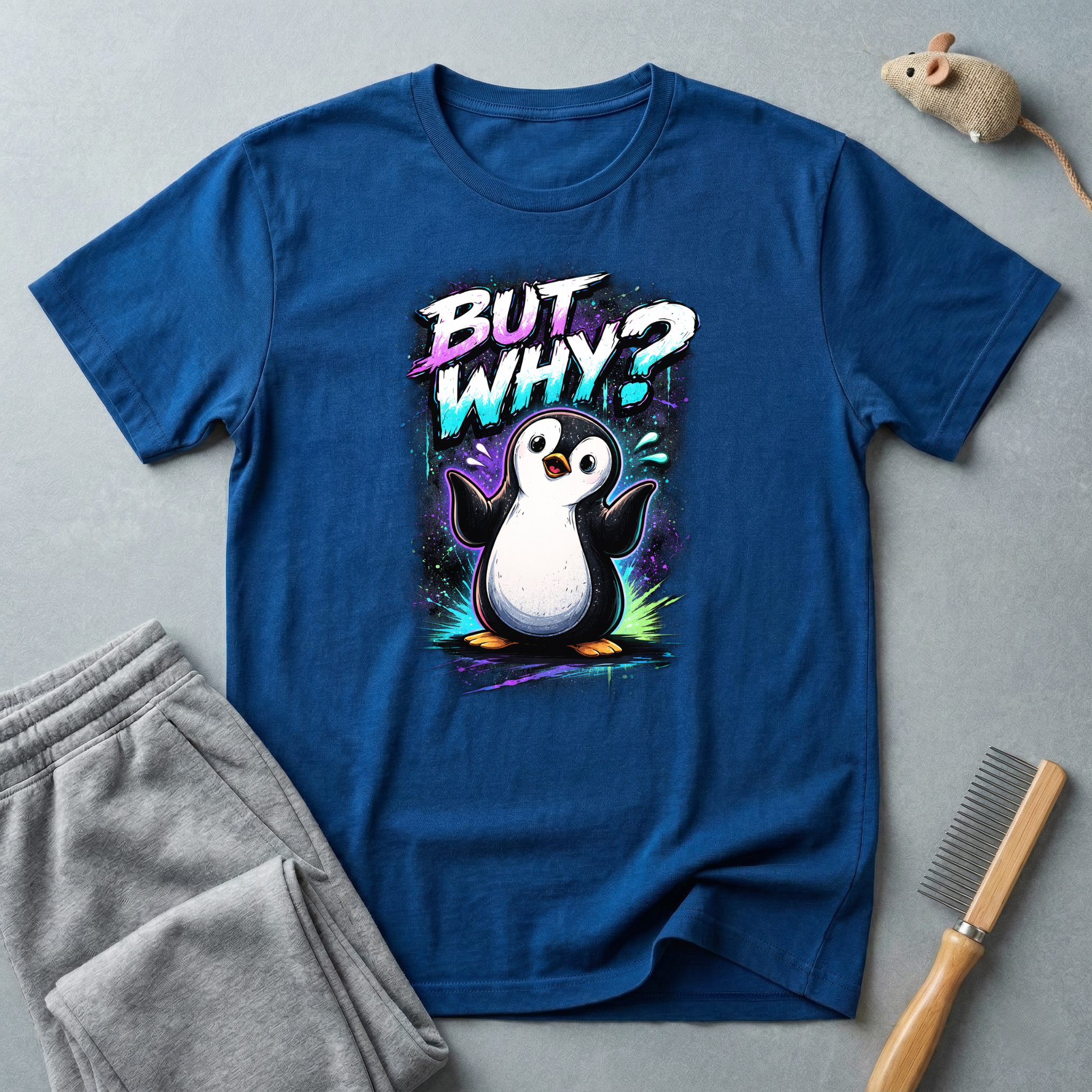 T-shirt graphique pingouin «But Why?»