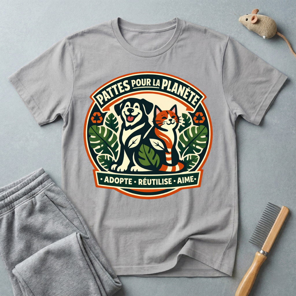 T-Shirt — "Pattes Pour La Planète" Eco Pet Rescue Tee (Adopte • Réutilise • Aime)