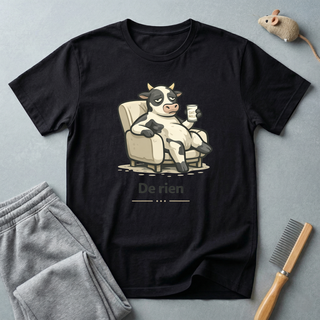 T-shirt Illustration mignonne Vache Lounge —  “De rien”