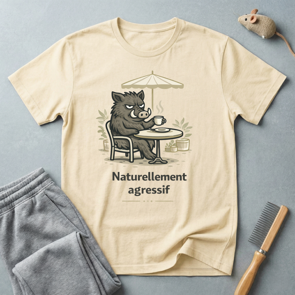 T-shirt café Sanglier — "Naturellement agressif"