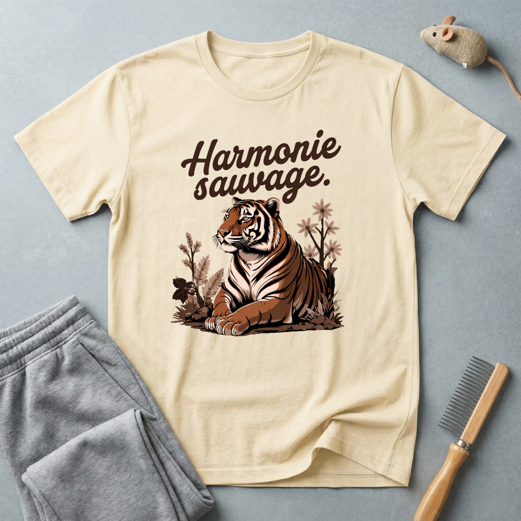 T-shirt graphique tigre — «Harmonie sauvage» — T-shirt nature vintage