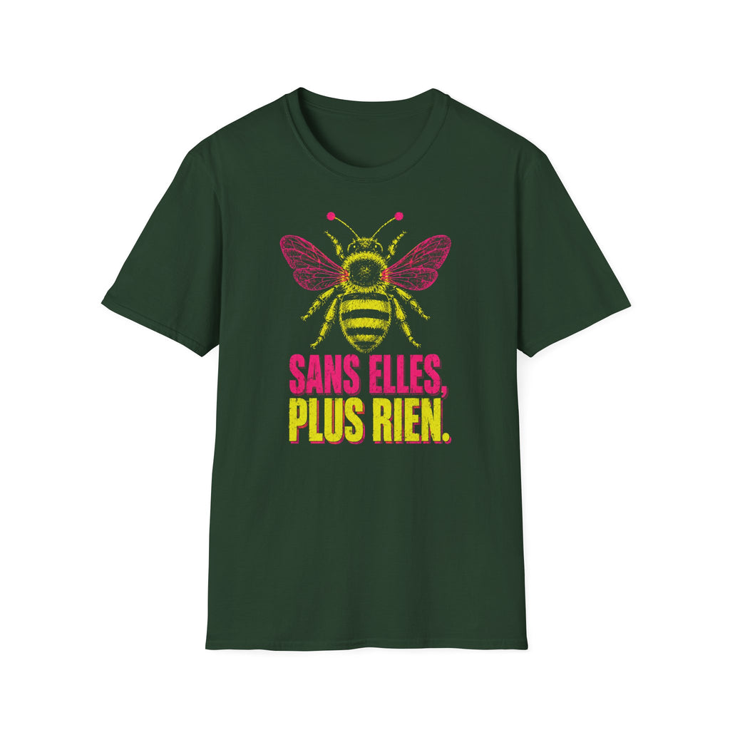 T-shirt graphique Abeille — « Sans elles, plus rien. » — T-shirt féministe en hommage aux pollinisatrices