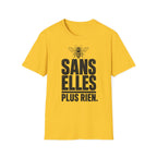 T-shirt — « Sans elles, plus rien » — Illustration graphique d’abeilles