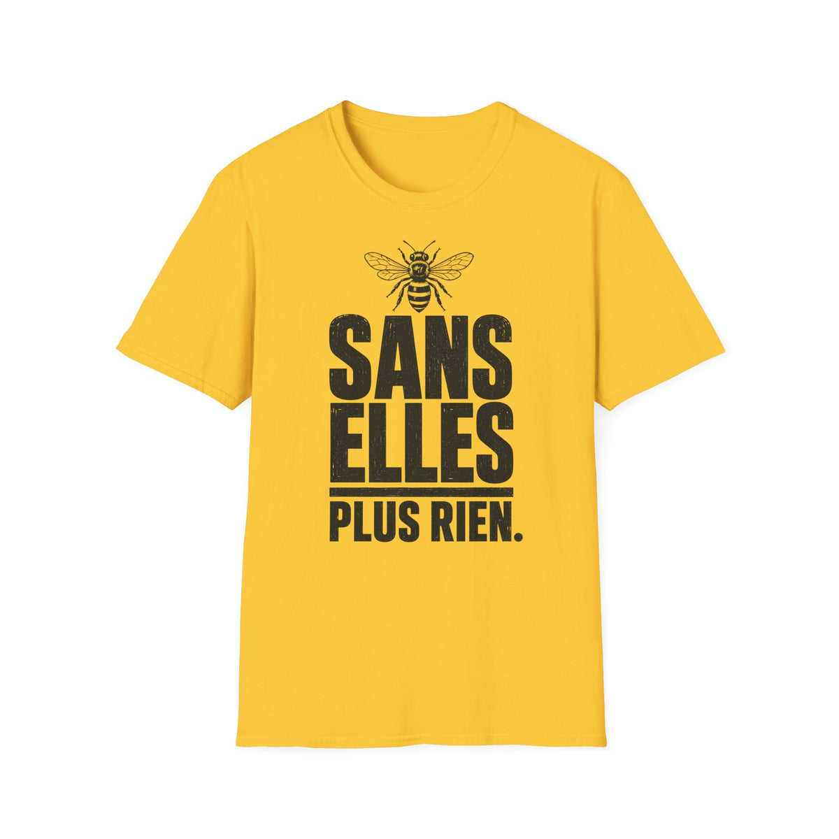 T-shirt — « Sans elles, plus rien » — Illustration graphique d’abeilles