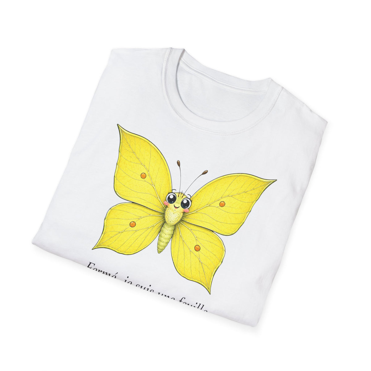 T-shirt papillon jaune avec poème