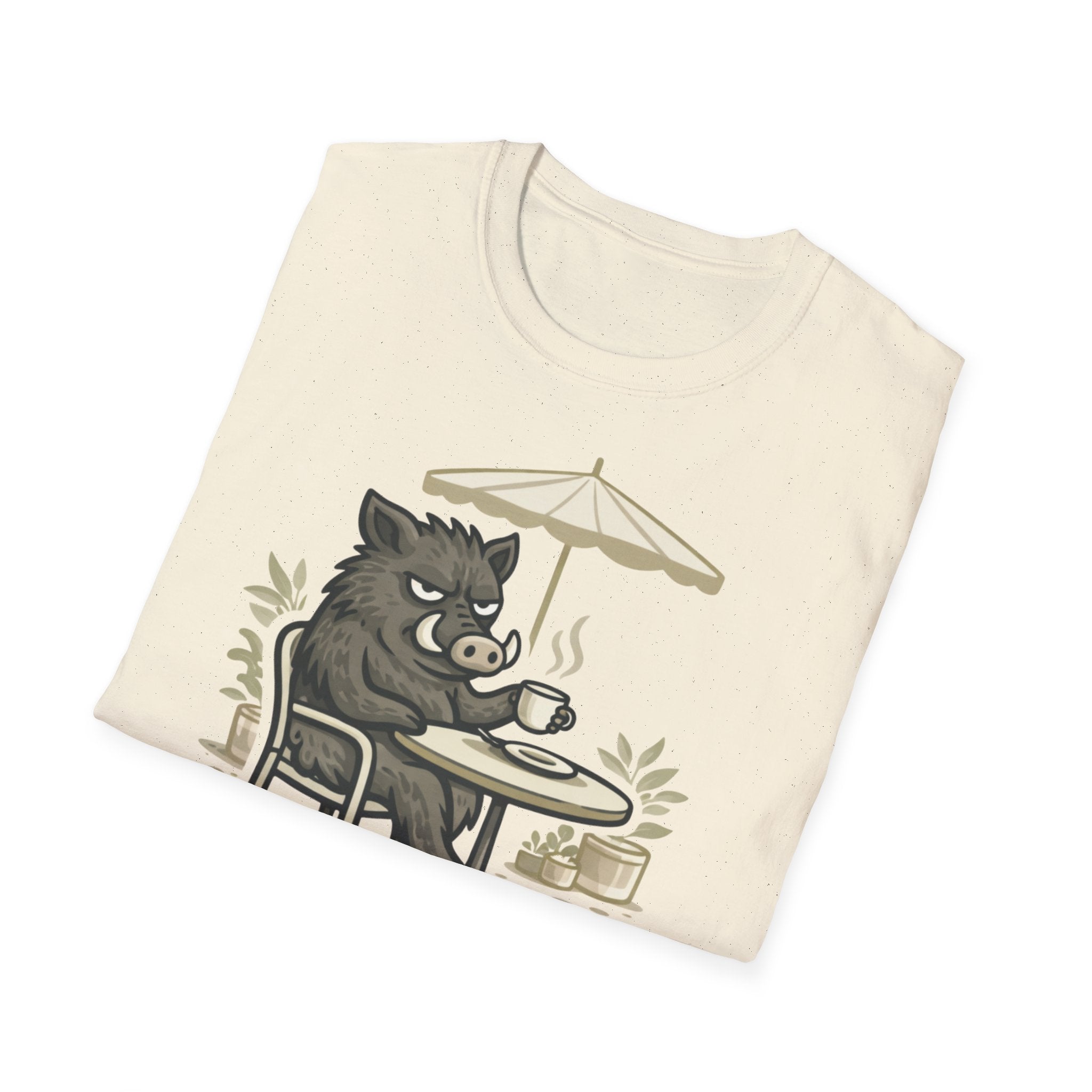 Boar Coffee Tee — "Naturellement agressif" Graphic T-Shirt