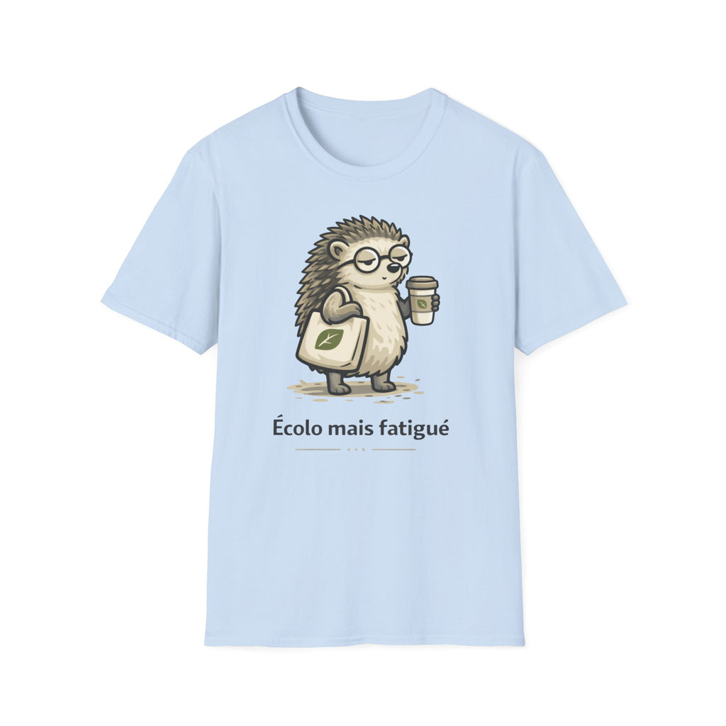 Eco Hedgehog T‑Shirt — "Écolo mais fatigué" Cute Eco-Friendly Graphic Tee
