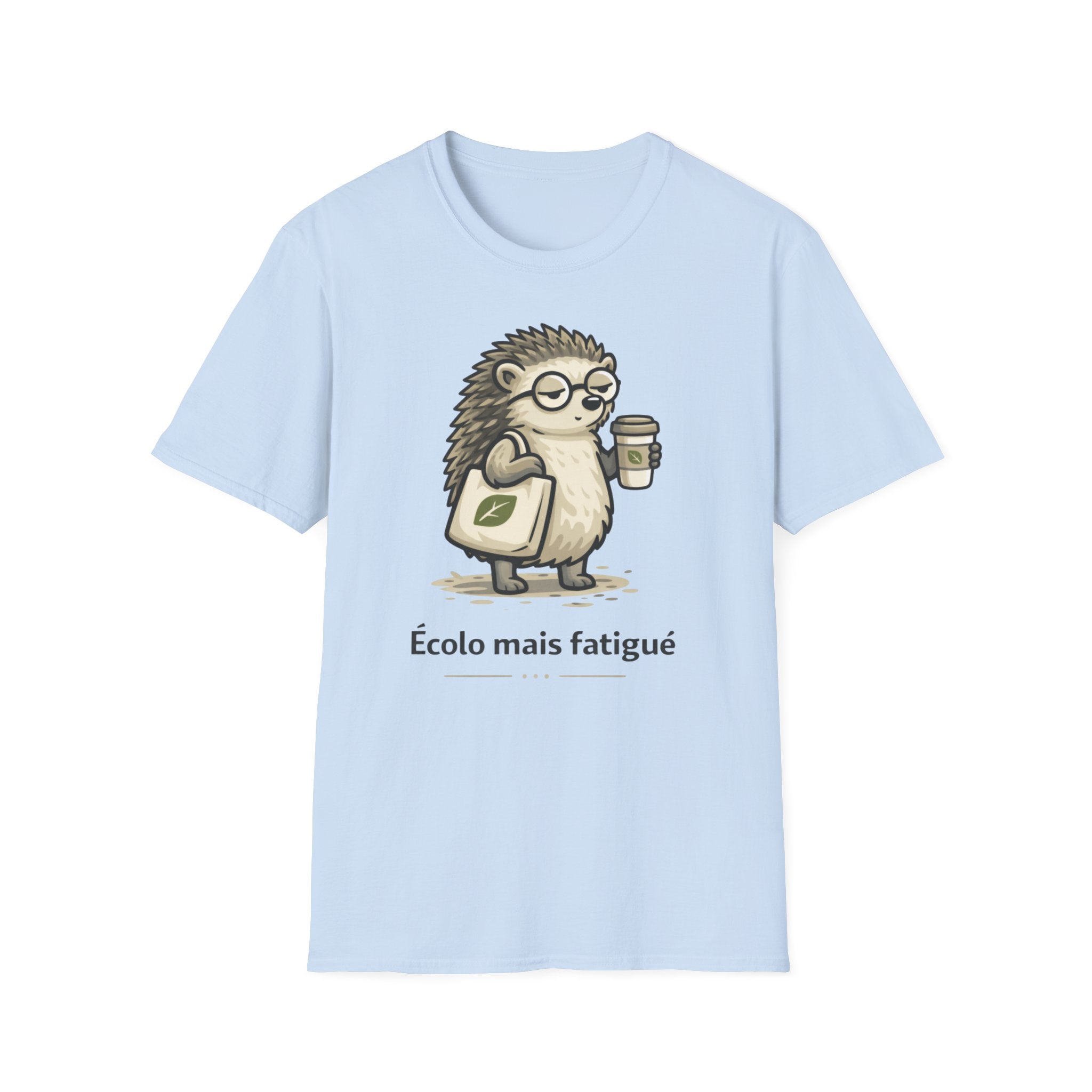 Eco Hedgehog T‑Shirt — "Écolo mais fatigué" Cute Eco-Friendly Graphic Tee