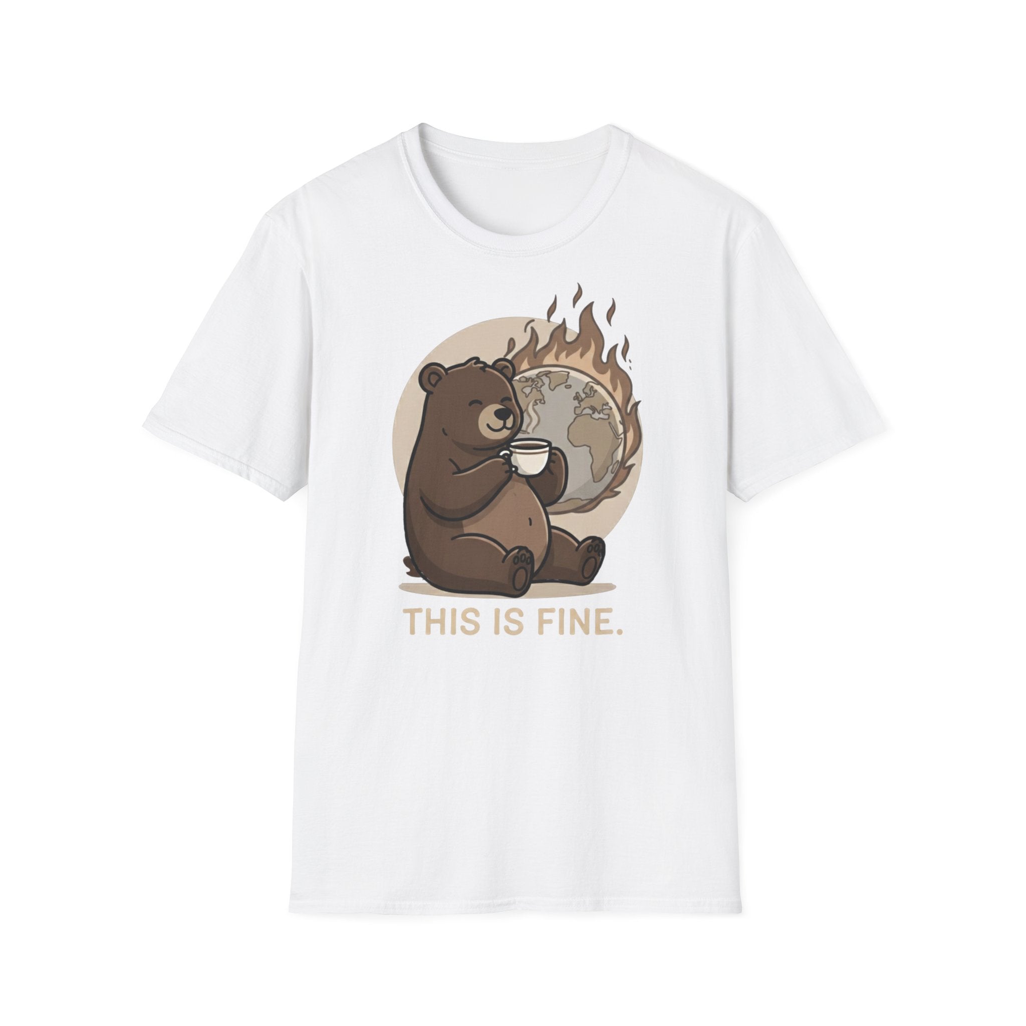 This Is Fine Bear T-Shirt — Funny Cozy Cartoon Tee