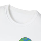 Earth Hugging Coffee T-Shirt — Cute Planet Drinking Coffee Graphic Tee