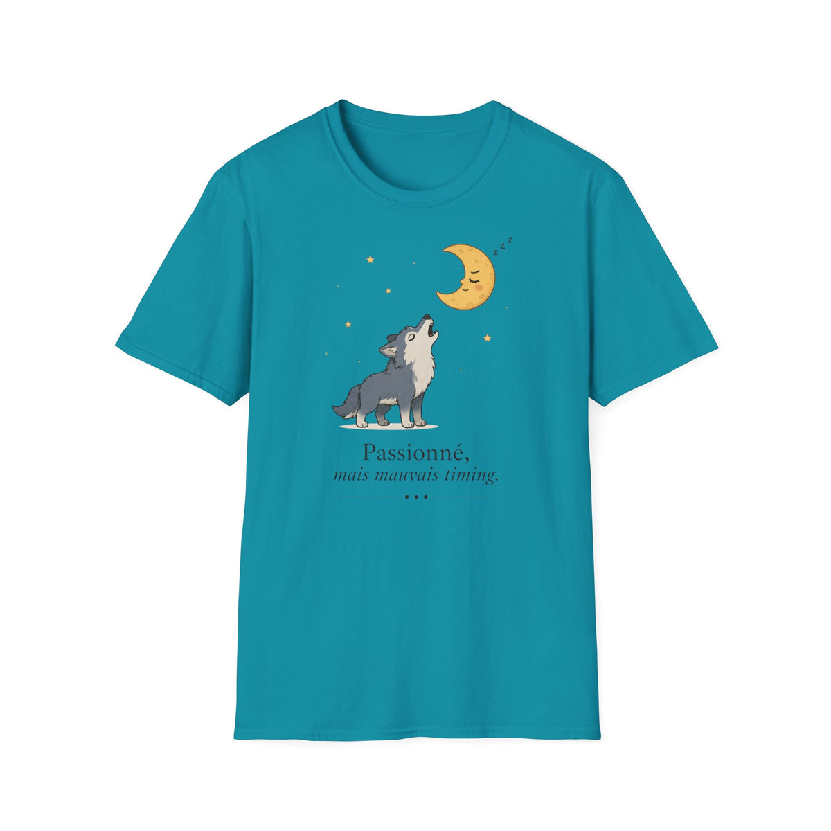 T-shirt Loup hurlant à la lune — Adorable illustration du ciel nocturne