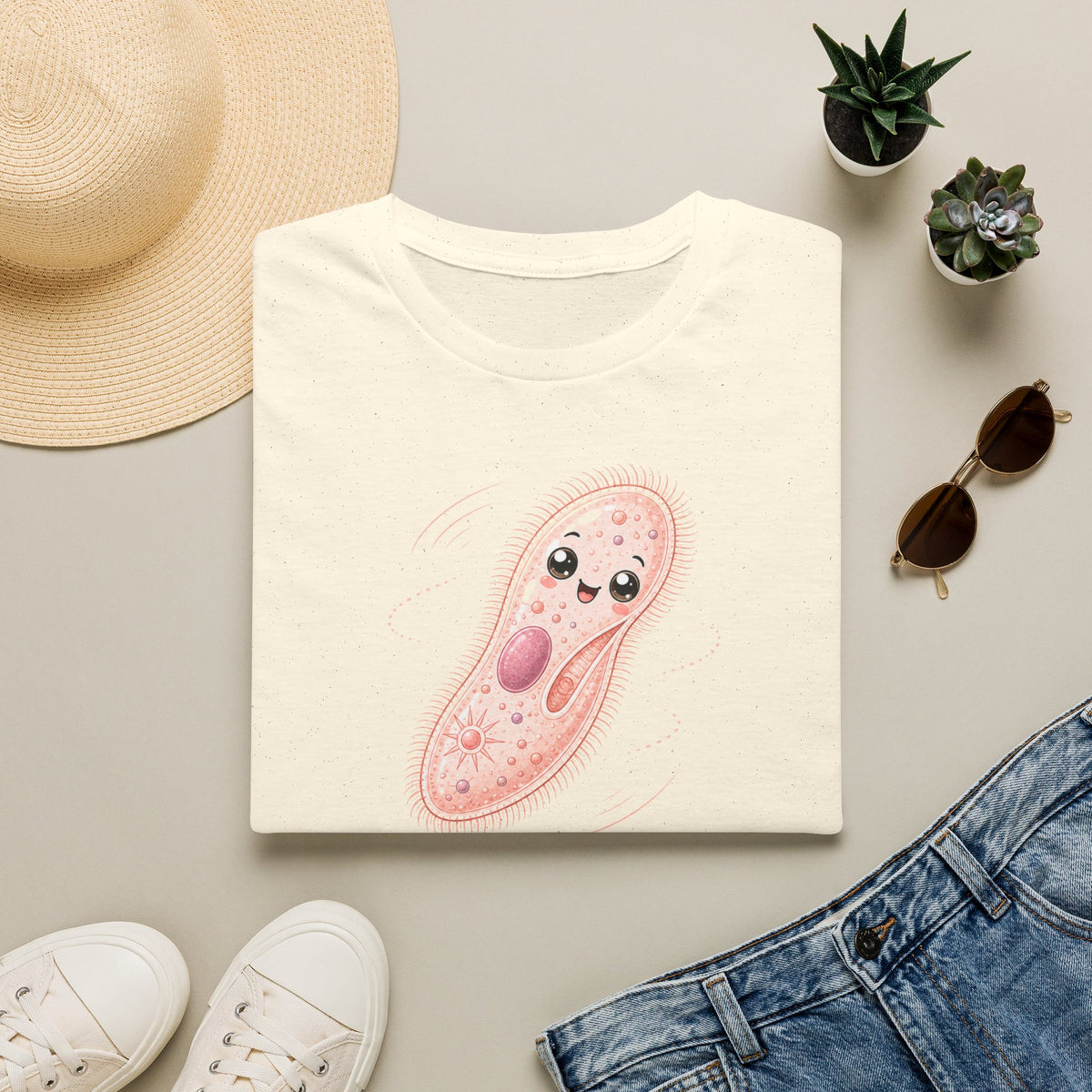 T-shirt avec adorable illustration de paramécie — T-shirt kawaii sur le thème de la biologie