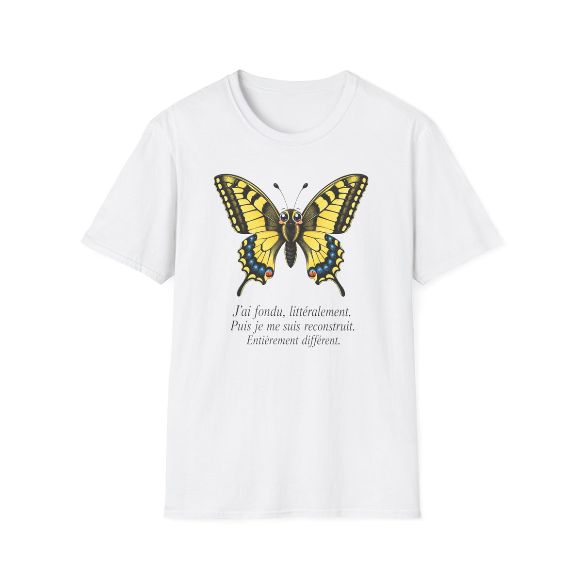 T-shirt graphique papillon — Machaon jaune vintage
