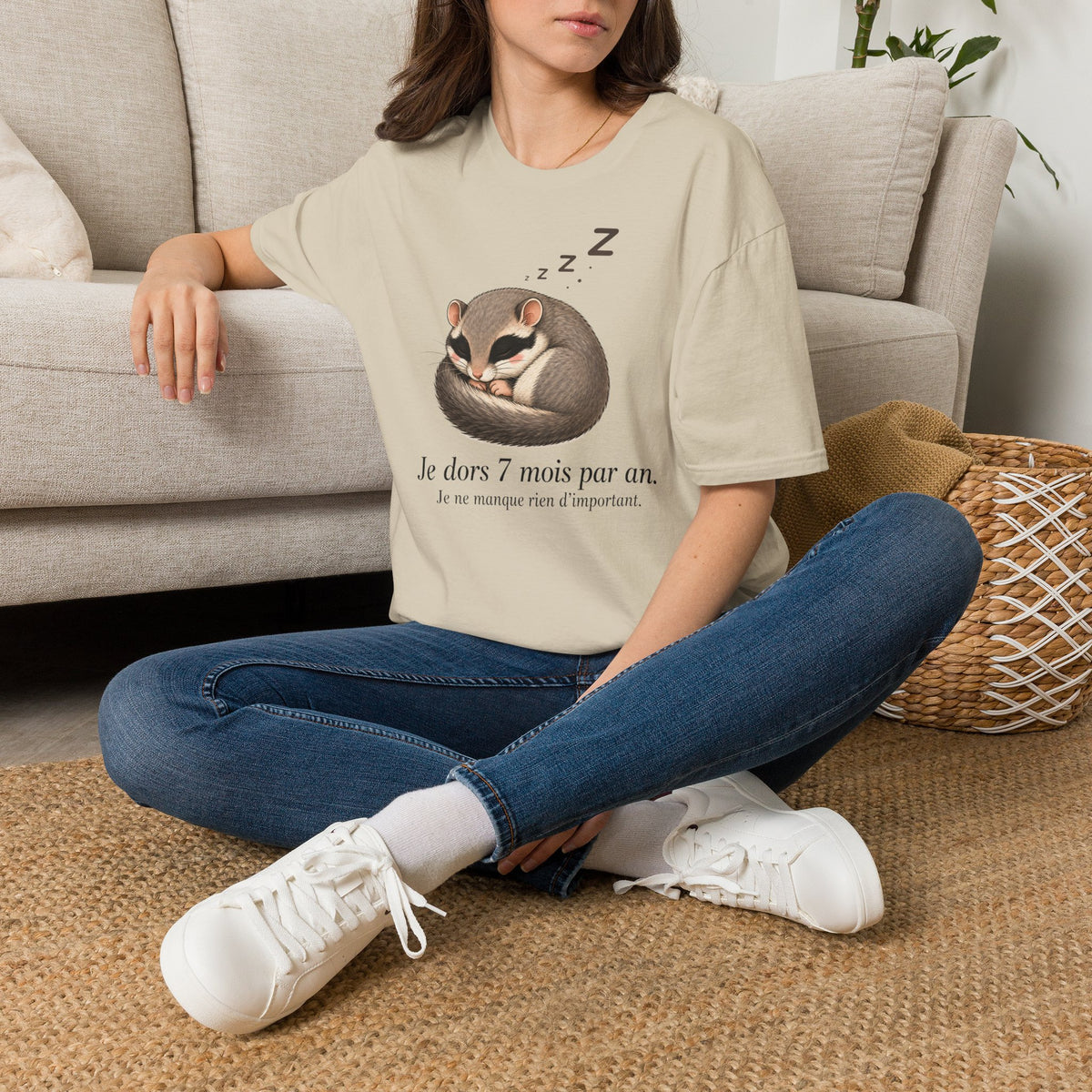 T-shirt « Planeur de sucre endormi » — Adorable petit animal de poche faisant la sieste, Zzz
