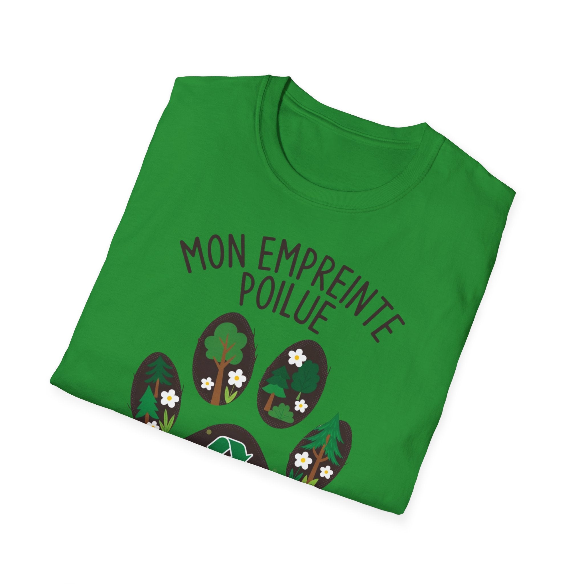 French Paw Print T‑Shirt — "Mon empreinte poilue" Floral Paw Graphic