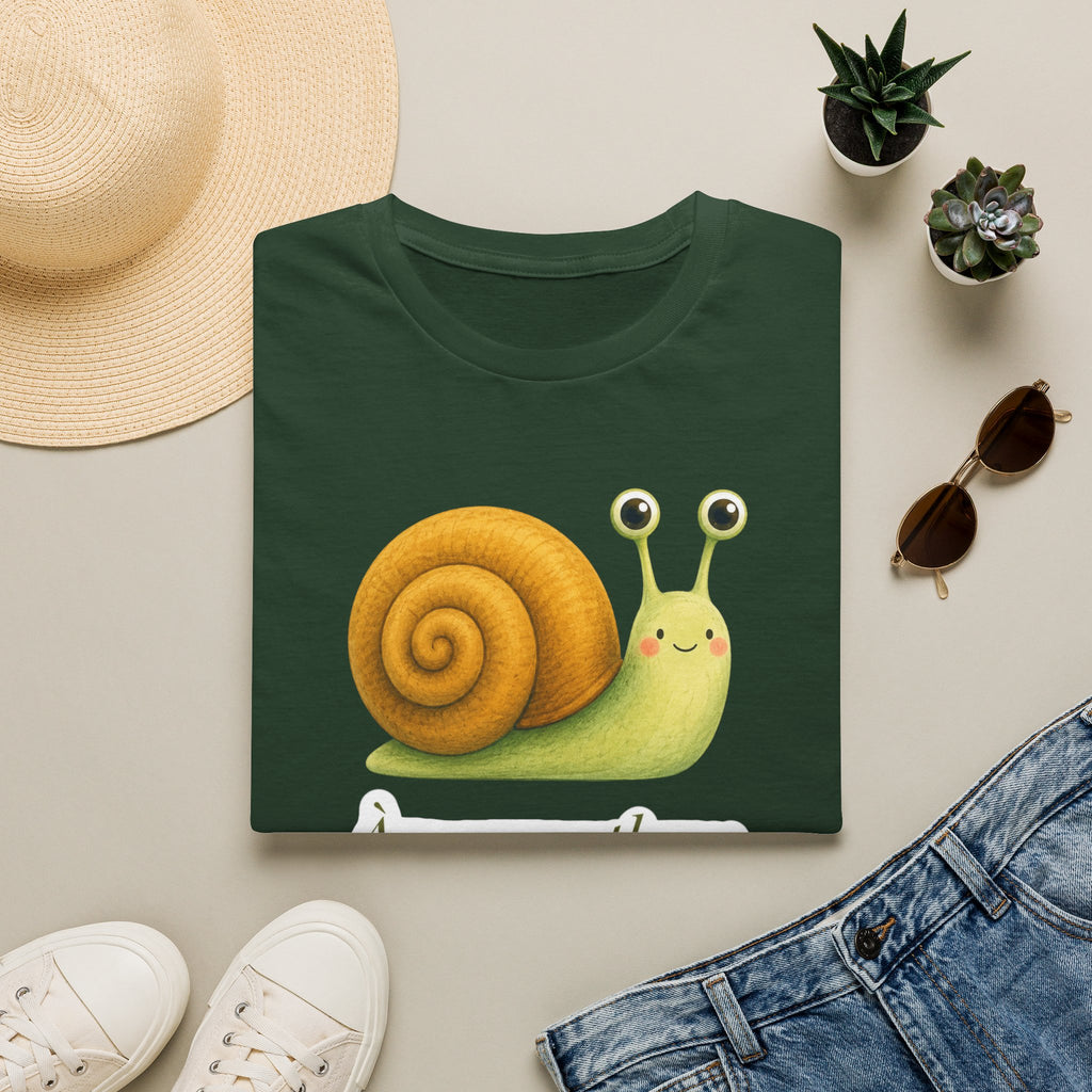 T-shirt illustré avec escargot — « À mon rythme. » — Adorable T-shirt « slow living »