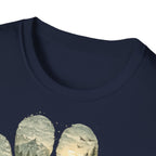 Wild Paw Landscape T-Shirt — Mountain Forest Paw Print Nature Tee