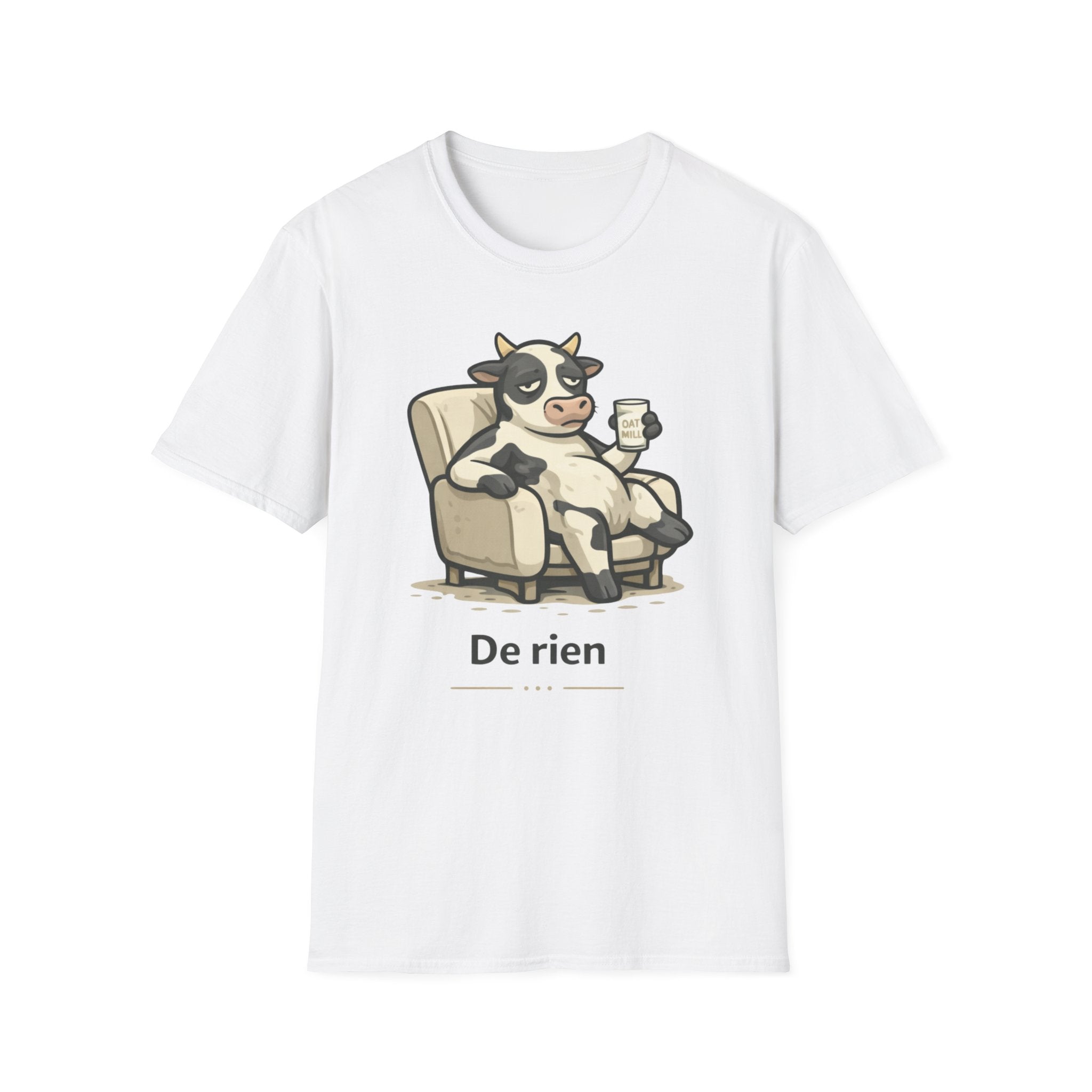 Cow Lounge T-Shirt — Cute Relaxing Cow Illustration with “De rien” Text
