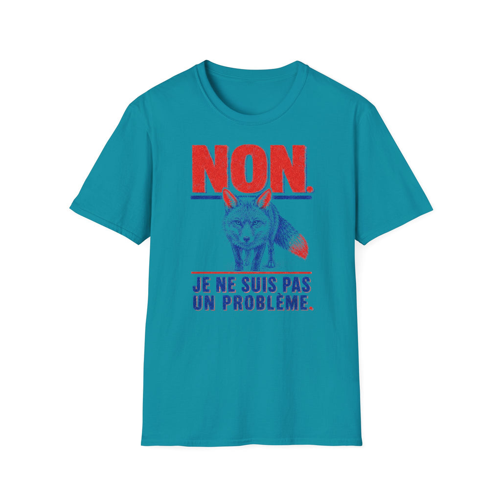 T-shirt — « NON » — Illustration graphique de renard (« Je ne suis pas un problème »)