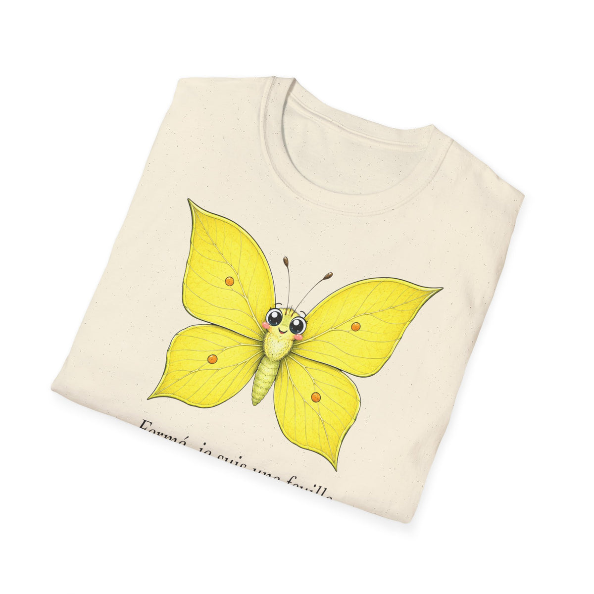 T-shirt papillon jaune avec poème