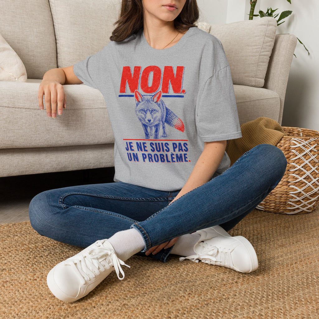 T-shirt — « NON » — Illustration graphique de renard (« Je ne suis pas un problème »)