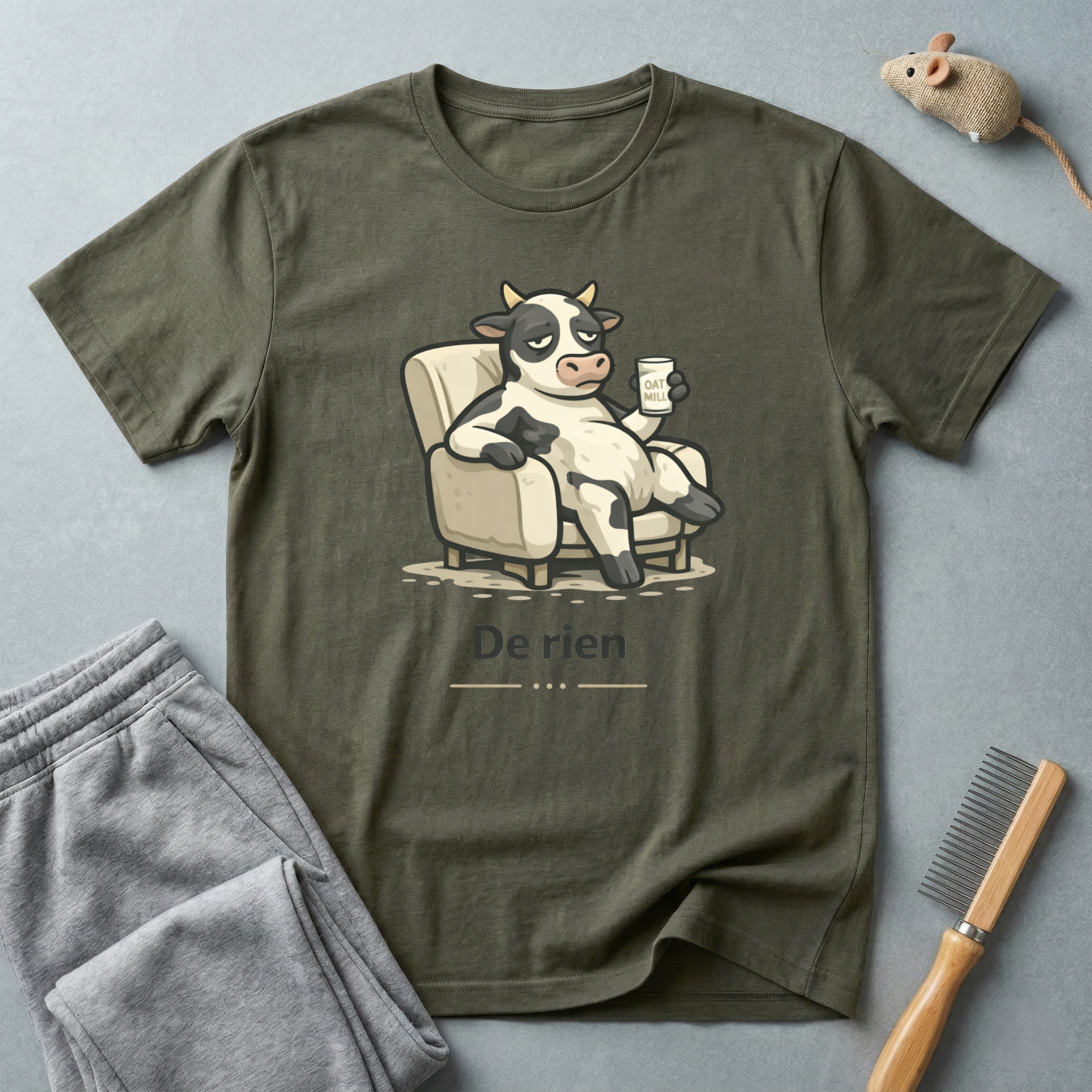 T-shirt Illustration mignonne Vache Lounge —  “De rien”