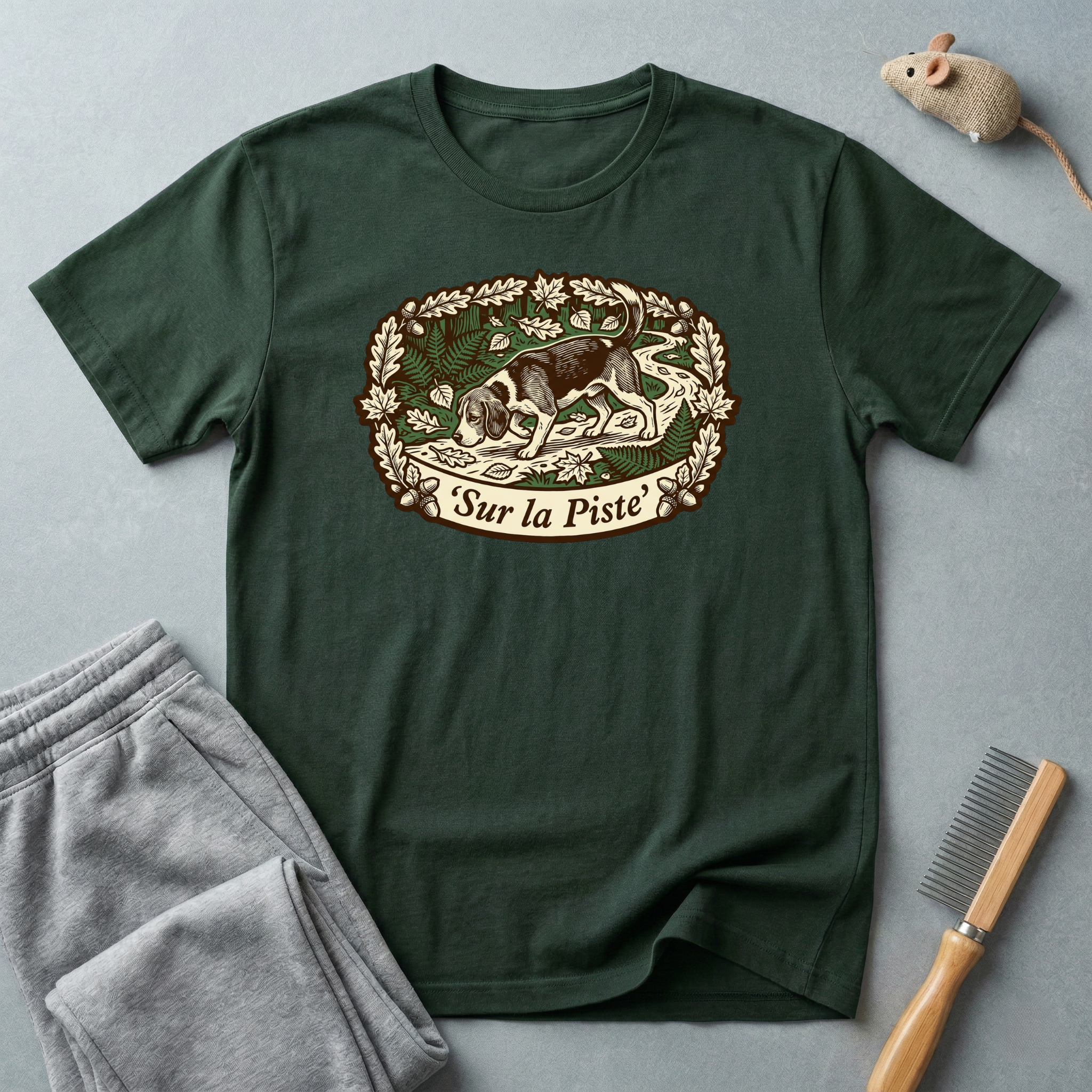 T-shirt — Graphique vintage nature lapin «Sur la piste»