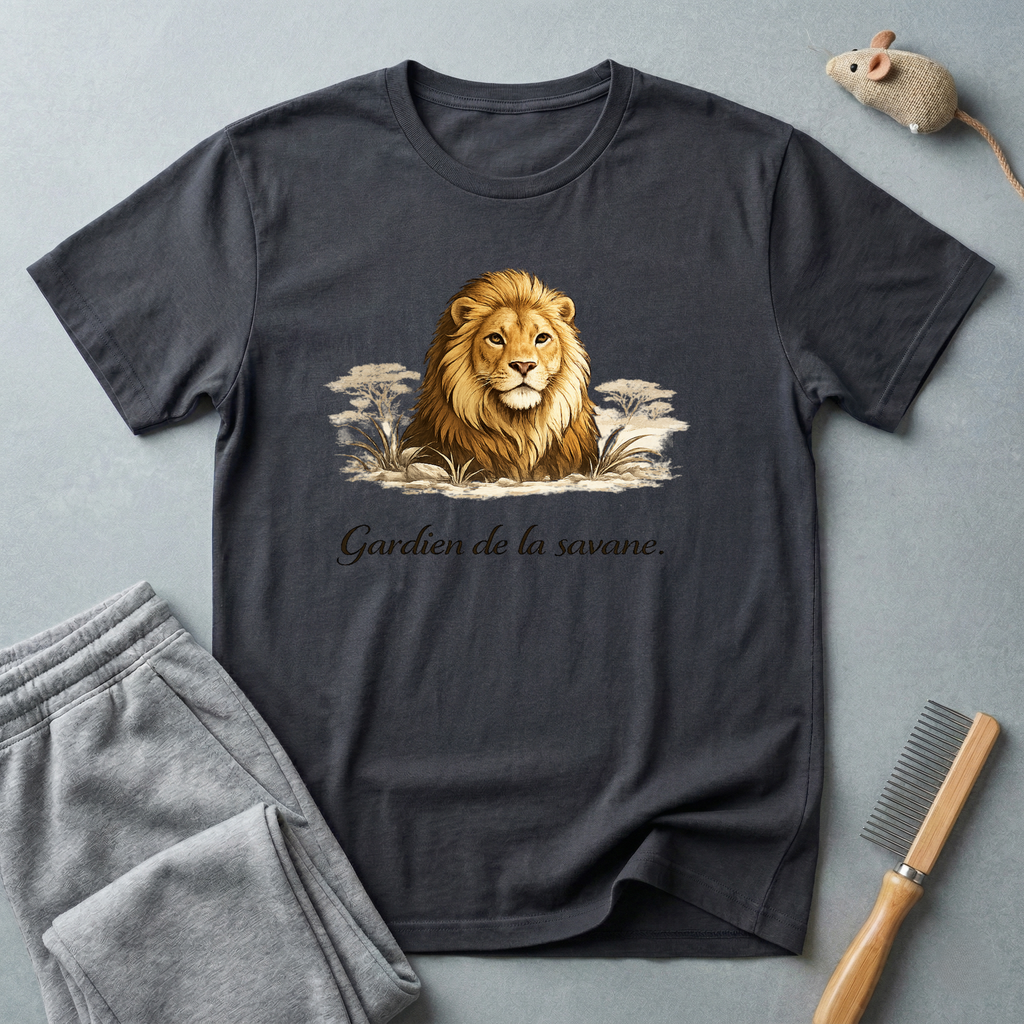T-shirt graphique Lion — T-shirt safari vintage «Gardien de la savane»