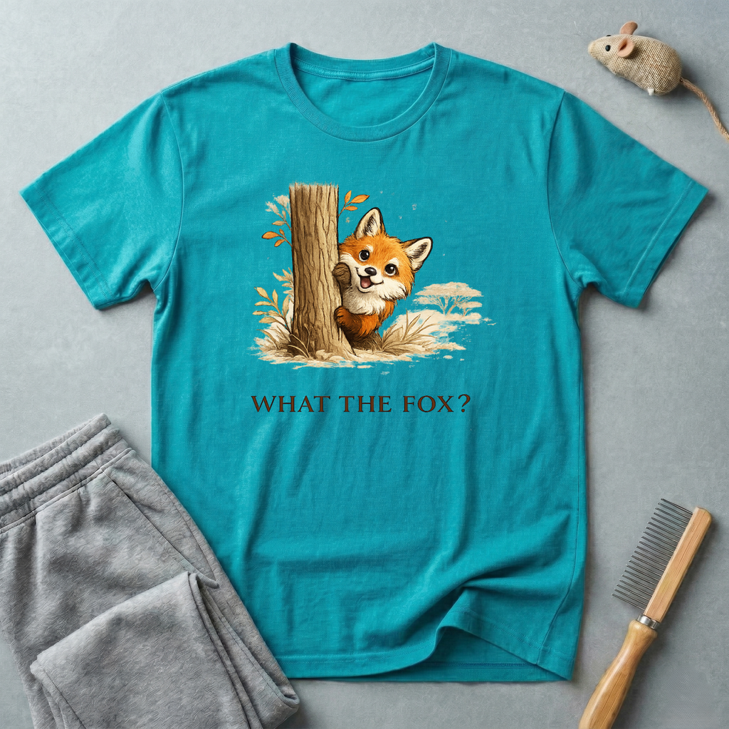 Cute Fox Peeking T-Shirt — "What the Fox?"