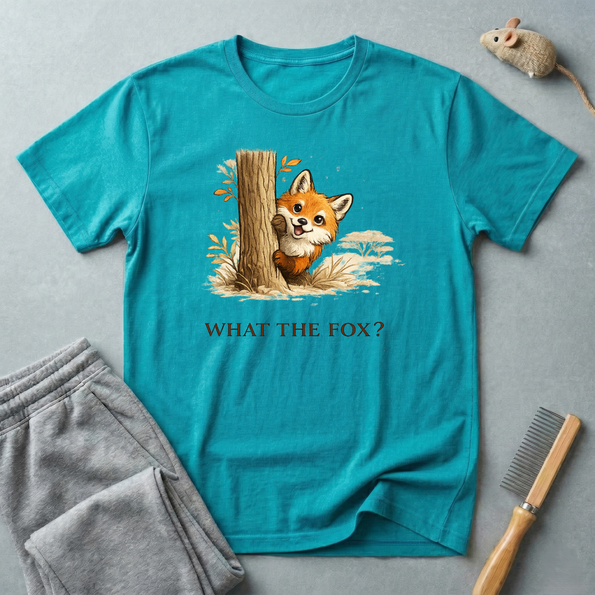 Cute Fox Peeking T-Shirt — "What the Fox?"