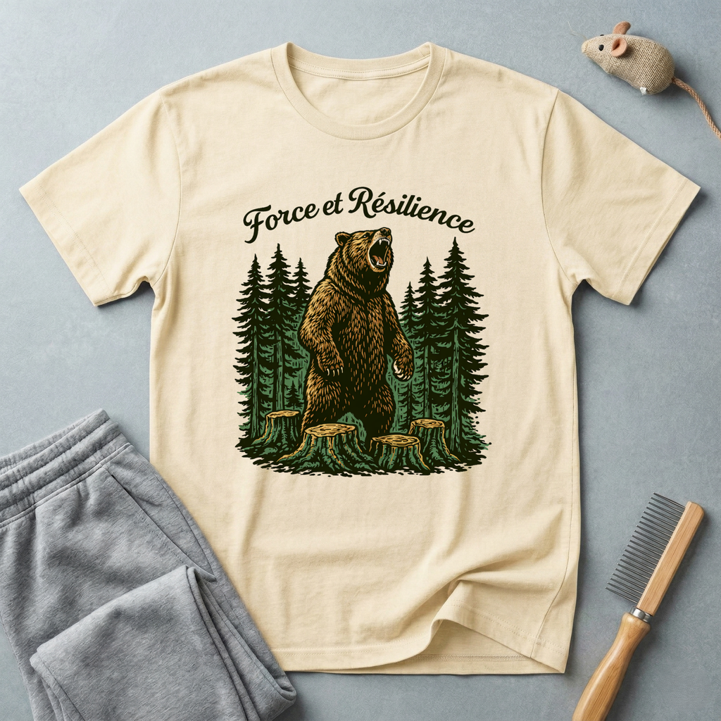 T-shirt forêt d’ours – T-shirt graphique «Force et Résilience»