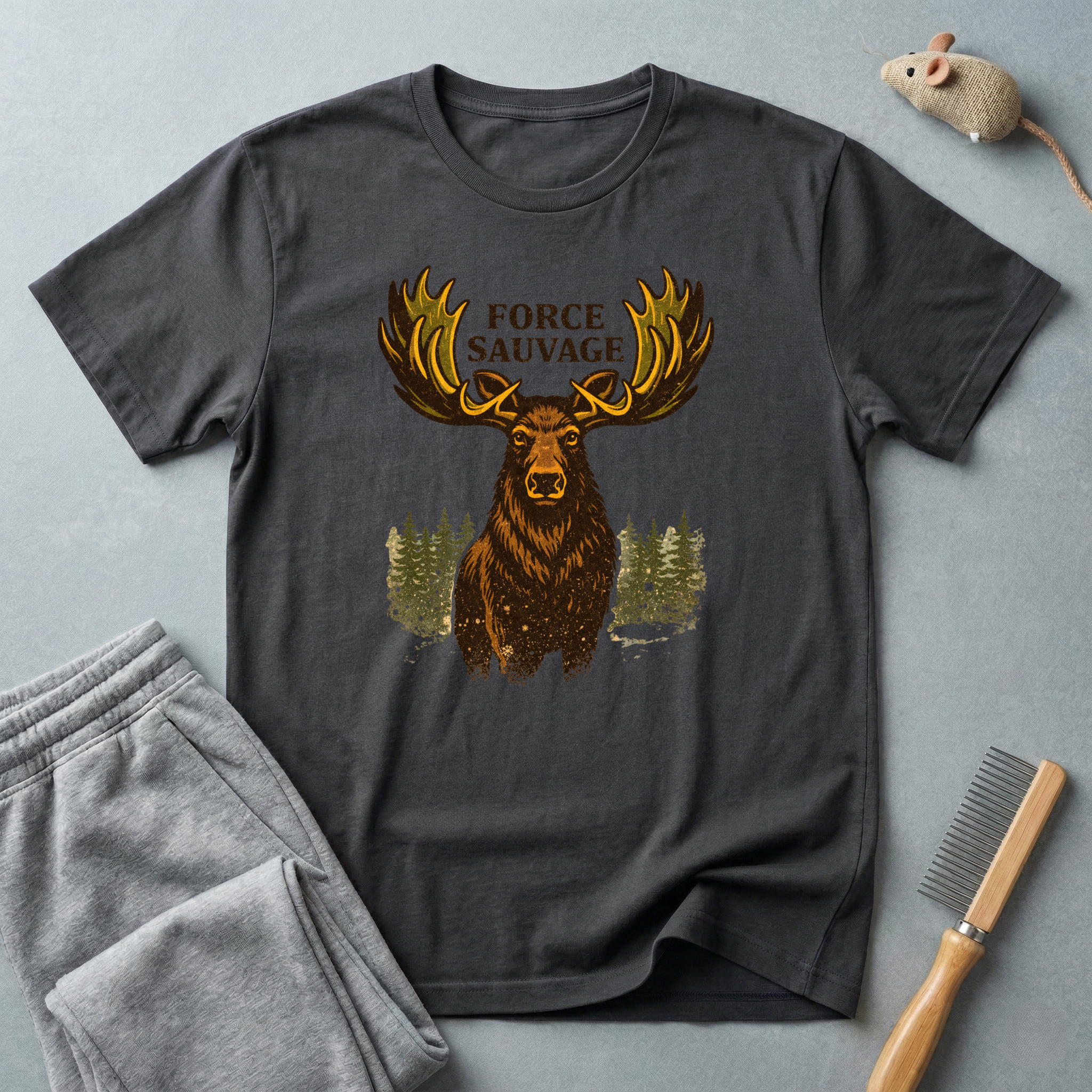 T-shirt graphique Élan — «Force Sauvage» T-shirt nature sauvage 🦌🌲