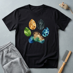 T-shirt empreinte de patte nature — motif coloré de patte en feuilles et pierres
