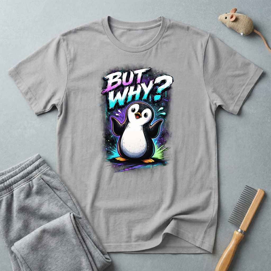 T-shirt graphique pingouin «But Why?»