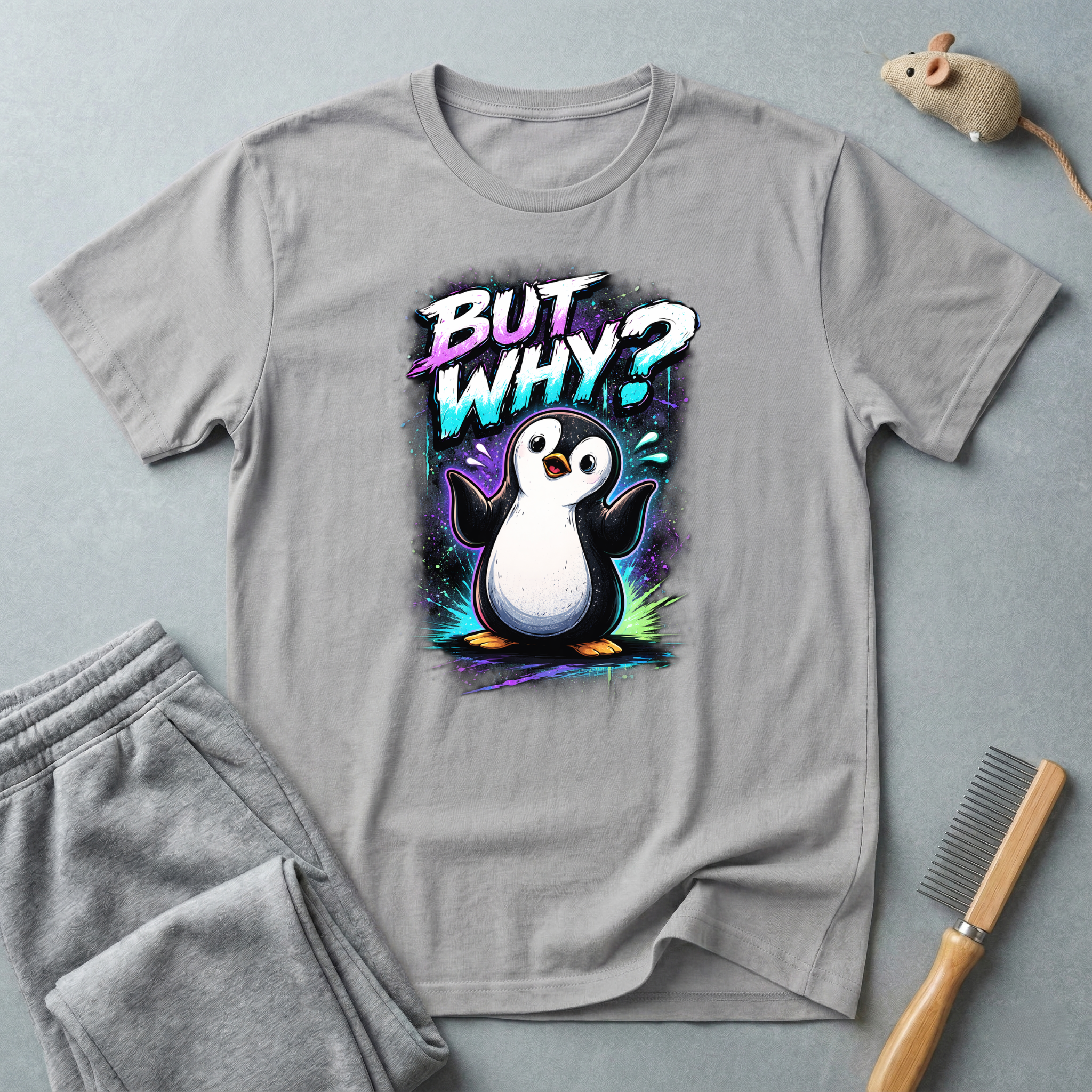 T-shirt graphique pingouin «But Why?»