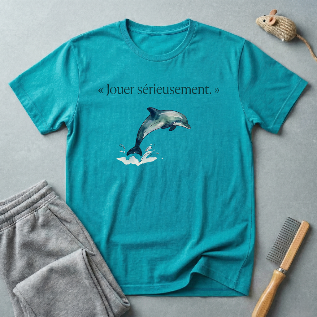 T-shirt illustration Dauphin «Jouer sérieusement»
