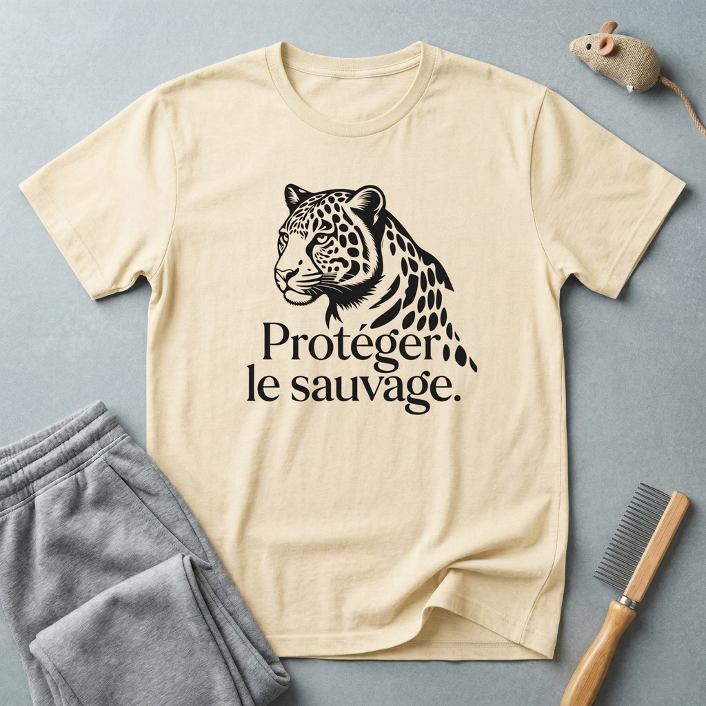 T-shirt léopard «Protéger le sauvage» — T-shirt graphique pour la protection de la faune