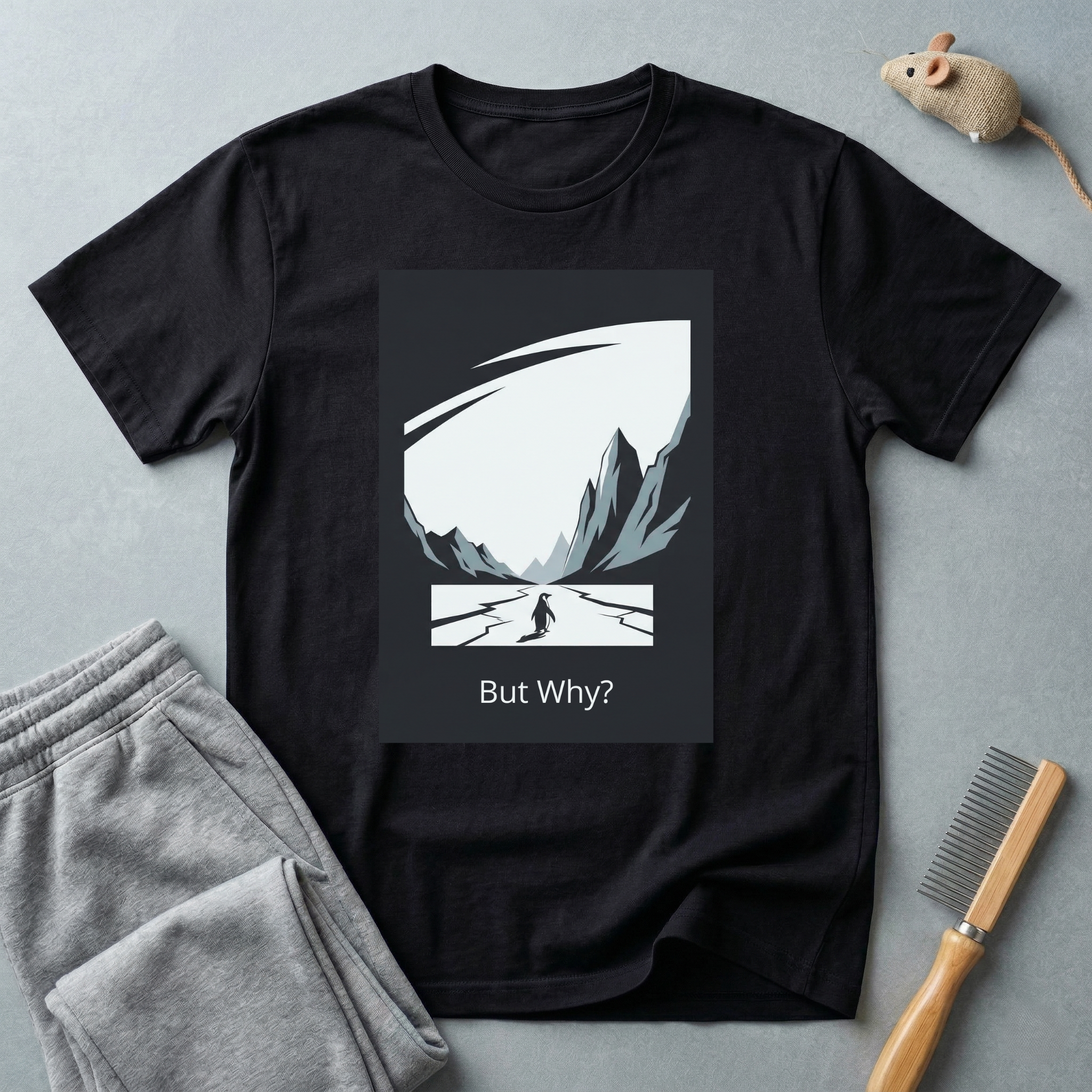 T-shirt — T-shirt graphique minimaliste de montagne avec la mention «But Why?»